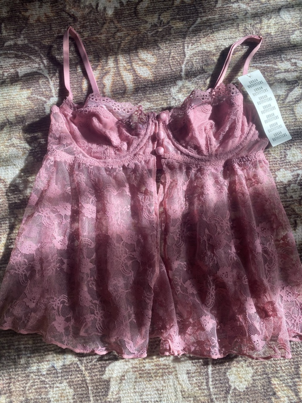 Urban Outfitters Pink Lace Babydoll Chemise